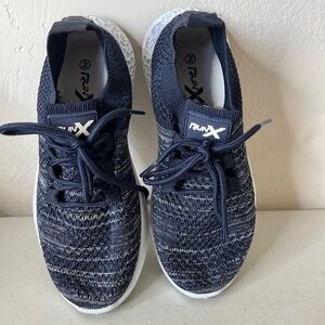 Kids Navy Knit Sneakers with Lightweight White Sole